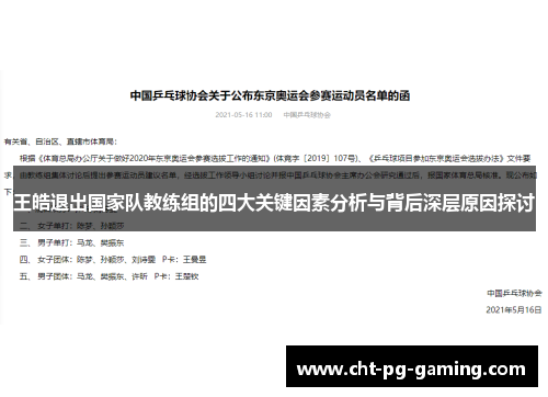 王皓退出国家队教练组的四大关键因素分析与背后深层原因探讨
